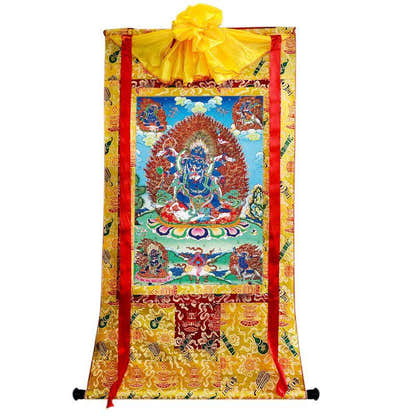 Mahakala - Tibetan thangka painting, close-up detail
