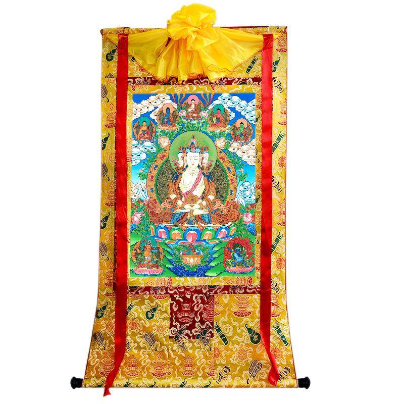 Vairocana - Mahavairocana - Tibetan thangka painting, close-up detail