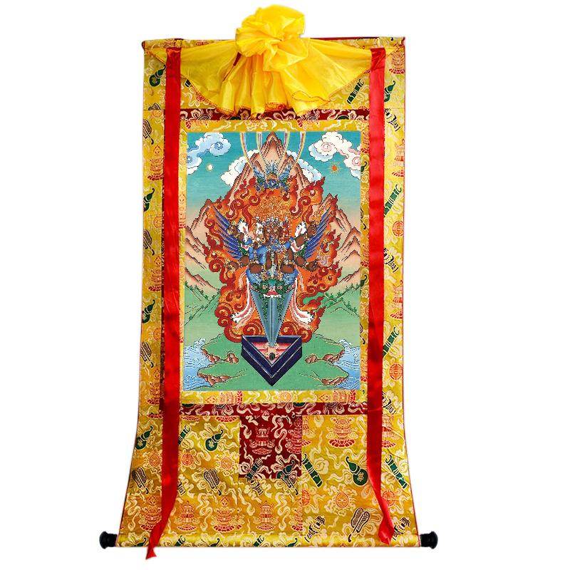 Vajrakilaya - Dorje Phurba - Tibetan thangka painting, close-up detail