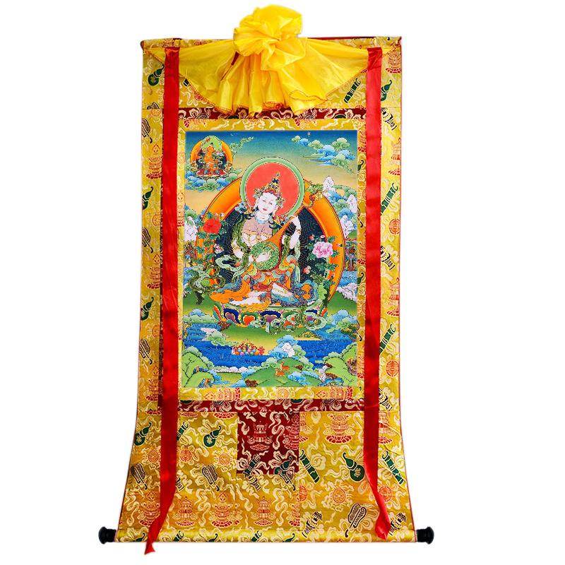Saraswati དབྱངས་ཅན་མ། - Tibetan thangka painting, close-up detail