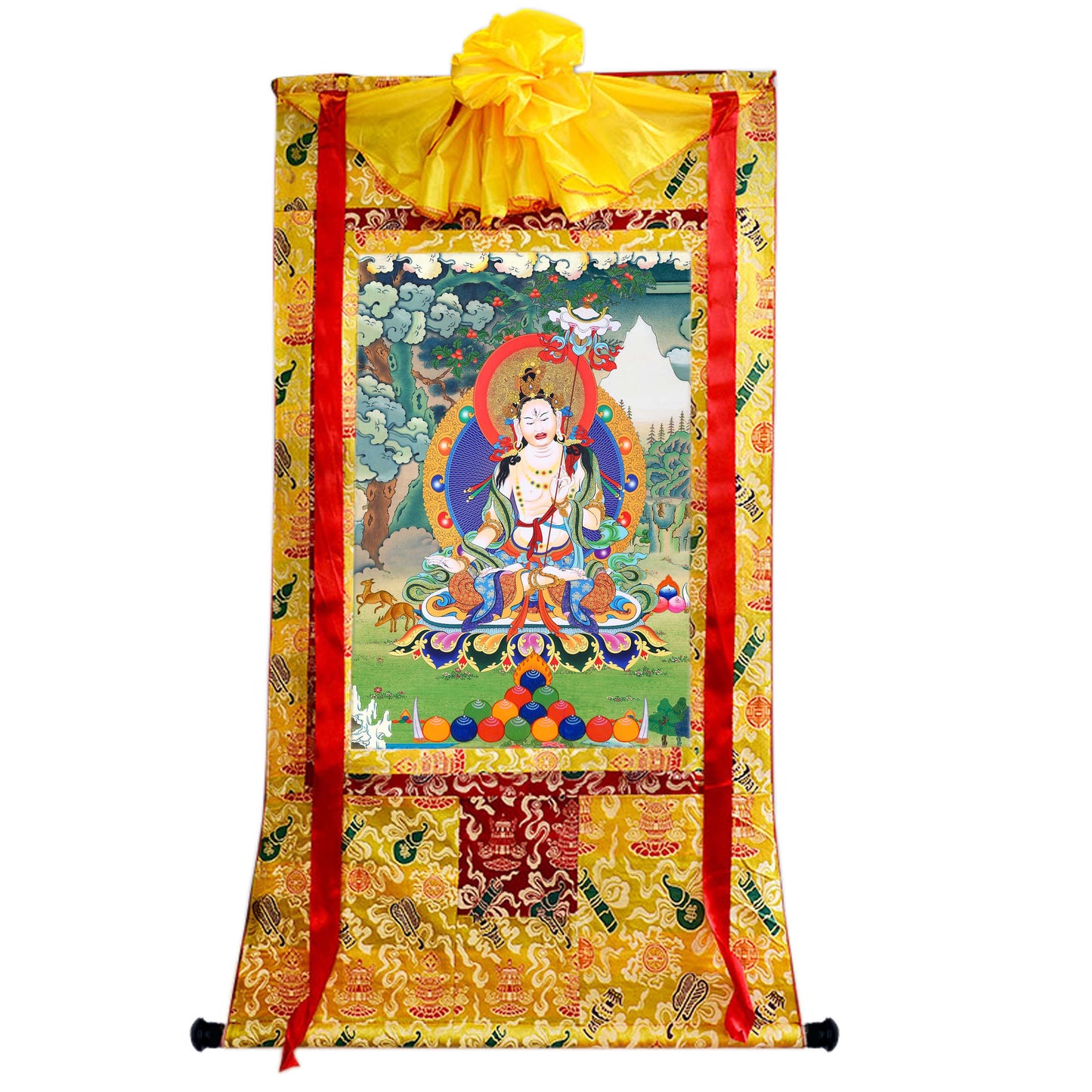 Gandhanra Tibetan Thangka Art - Usnisa Sitatapatra - Great White Parasol - from Kathok Monastery - Giclee Print with Mineral Pigments