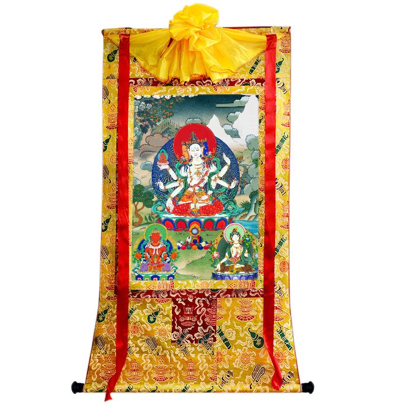 Gandhanra Tibetan Thangka Art - Victorious Crown Ushnisha Vijaya - from Kathok Monastery - Giclee Print with Mineral Pigments