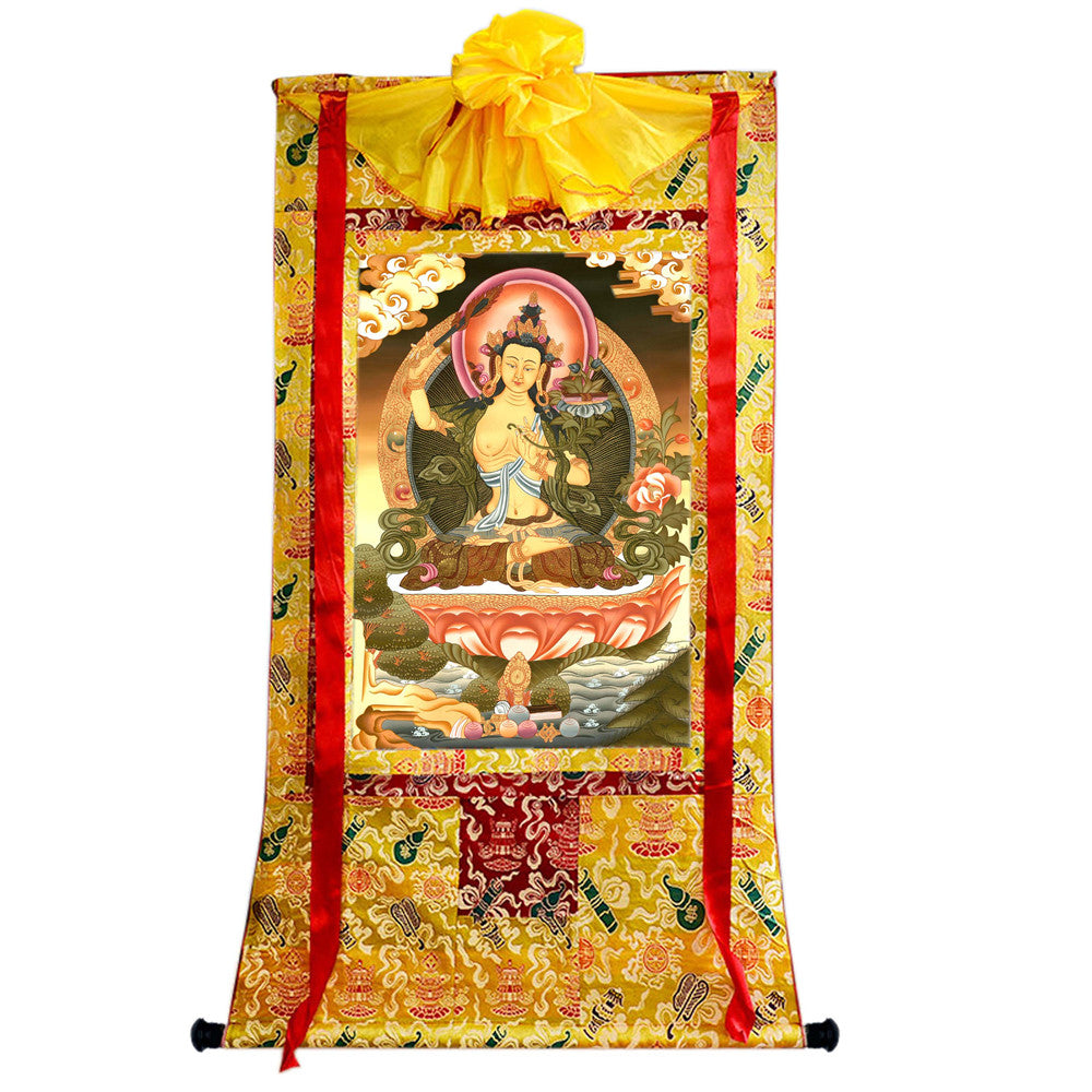 Gandhanra Tibetan Thangka Art - Manjusri - from Kathok Monastery - Giclee Print with Mineral Pigments