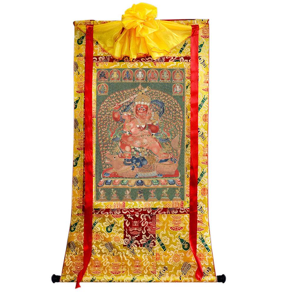 Rakta Yamari - 13th Century Old Version - Tibetan thangka painting, close-up detail