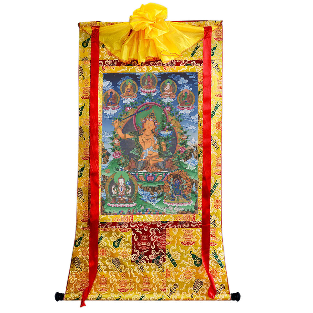 Gandhanra Tibetan Thangka Art - Manjusri - from Kathok Monastery - Giclee Print with Mineral Pigments