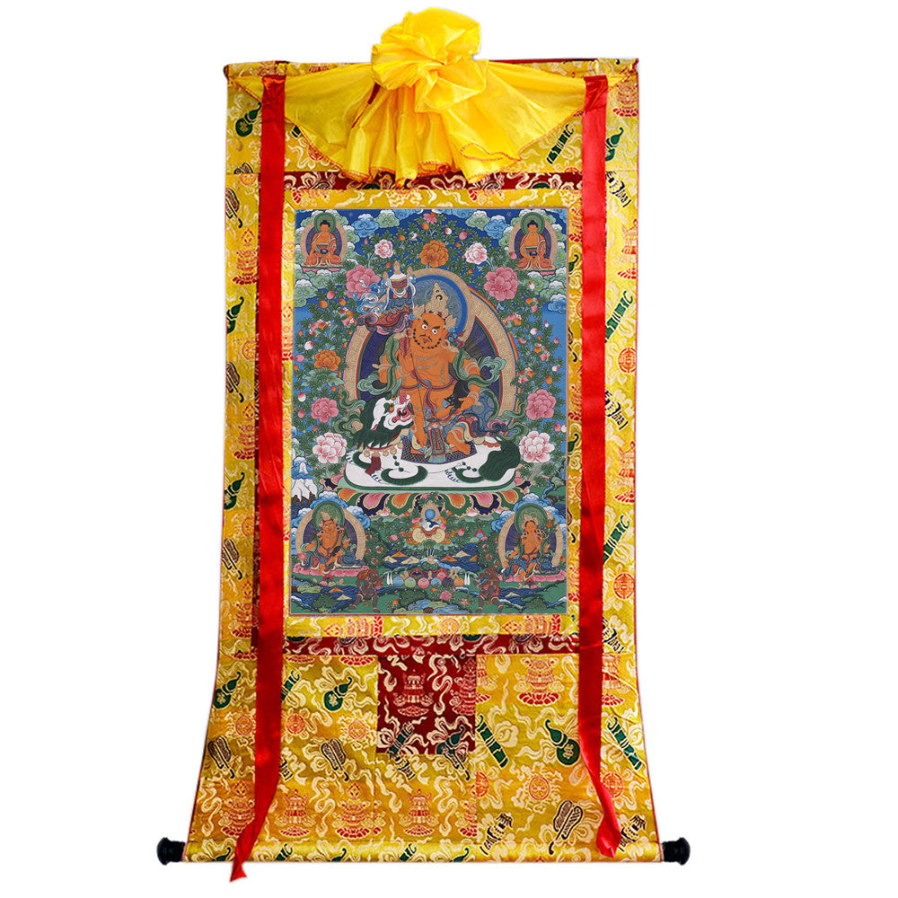 Gandhanra Tibetan Thangka Art - vaishravana - vaisravana - from Kathok Monastery - Giclee Print with Mineral Pigments