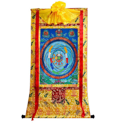 Mandala of Celestial Movements - Tibetan thangka painting, close-up detail