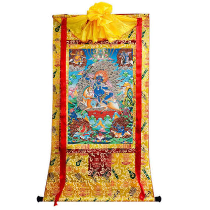 Palden Lhamo / Magzor Gyalmo / Shri Devi - Tibetan thangka painting, close-up detail