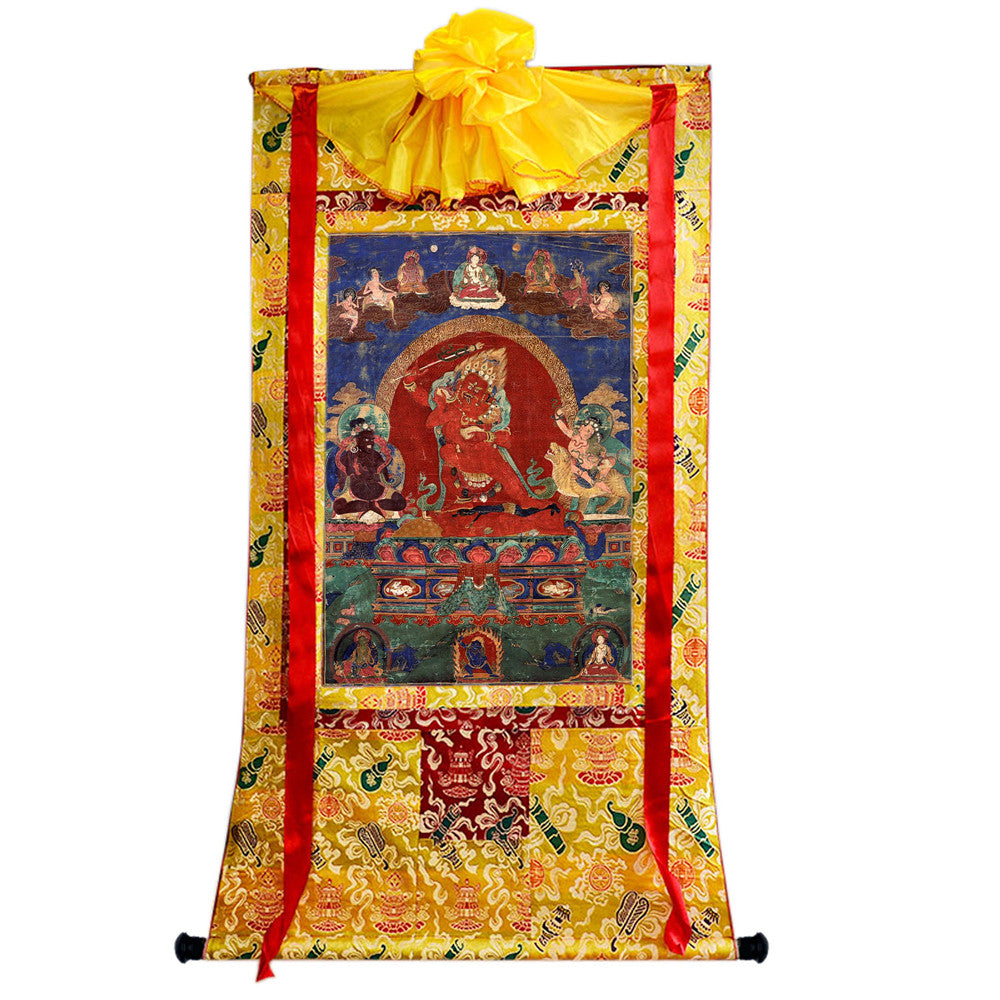 Gandhanra Tibetan Thangka Art - Yamari-Krodharaja - from Kathok Monastery - Giclee Print with Mineral Pigments