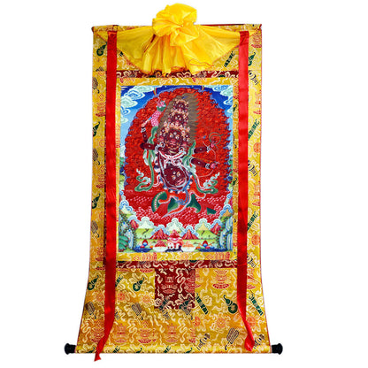 2760-唐卡-HBMT-064喇呼拉护法-300dpi - Tibetan thangka painting, close-up detail