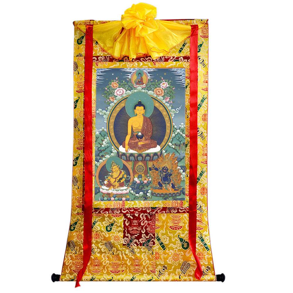 Shakyamuni - 18th Century - Tibetan thangka painting, close-up detail