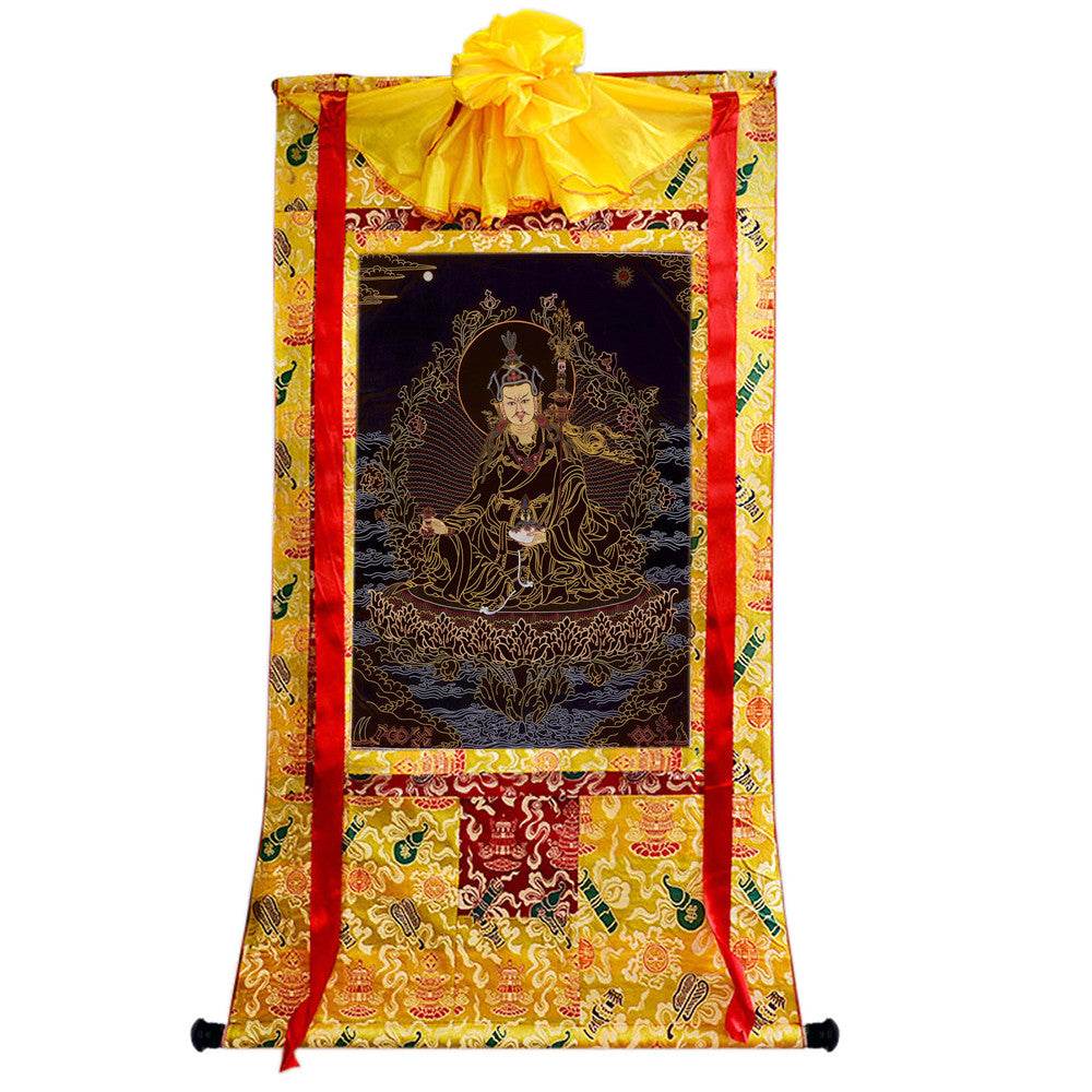 Padmasambhava - Guru Rinpoche - Tibetan thangka painting, close-up detail