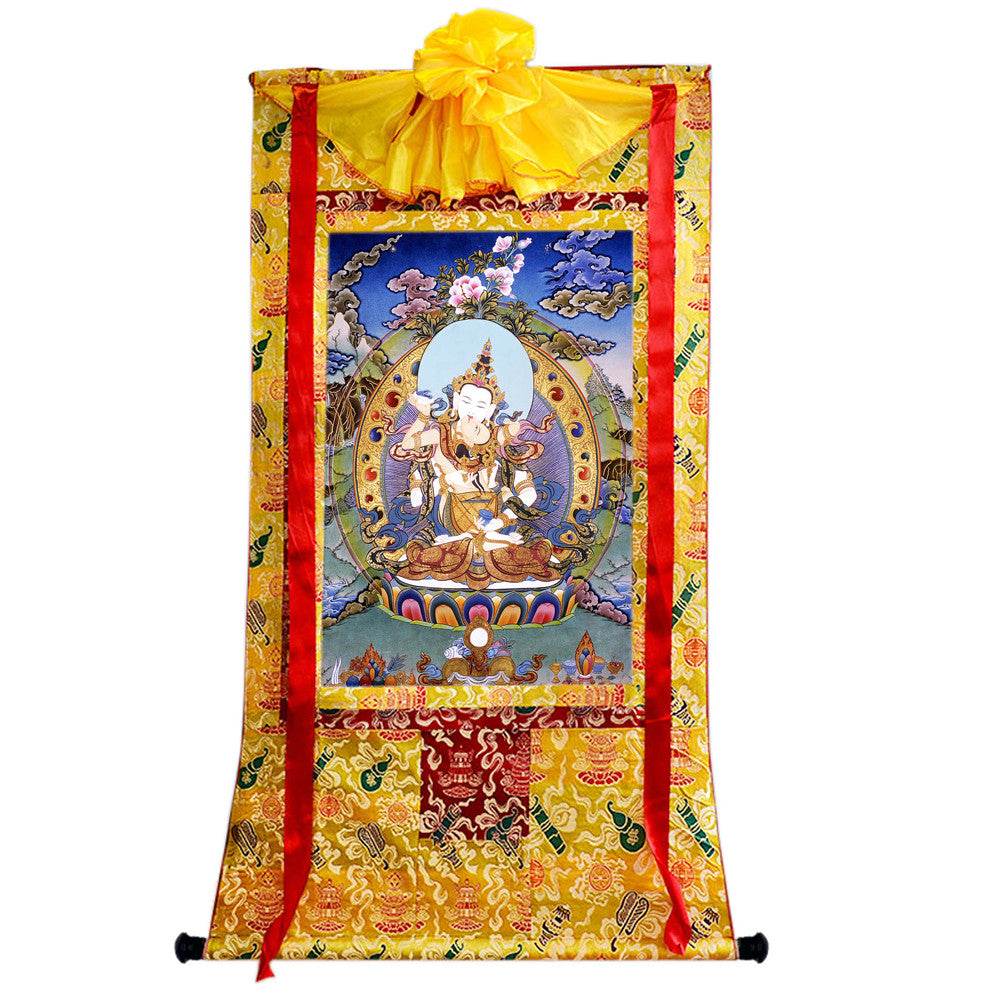 Vajrasattva in Yab Yum - Tibetan thangka painting, view 15