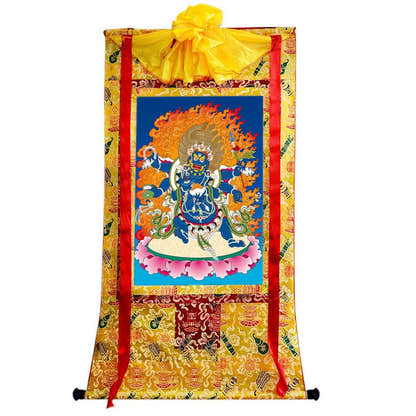 Mahakala - Tibetan thangka painting, close-up detail