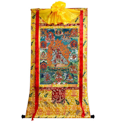 2766-唐卡-HBMT-070莲师愤怒相-老-300dpi - Tibetan thangka painting, close-up detail