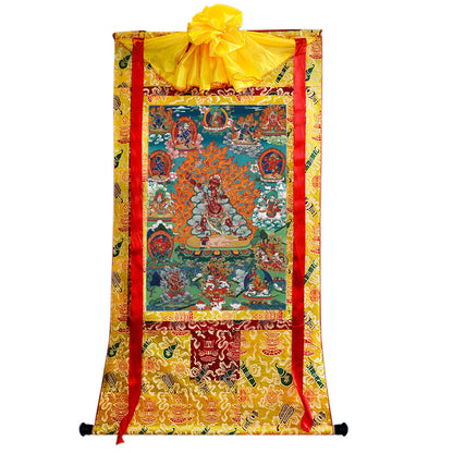 2766-唐卡-HBMT-070莲师愤怒相-老-300dpi - Tibetan thangka painting, close-up detail