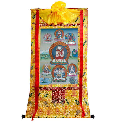 Vajrasattva in Yab Yum - Tibetan thangka painting, close-up detail