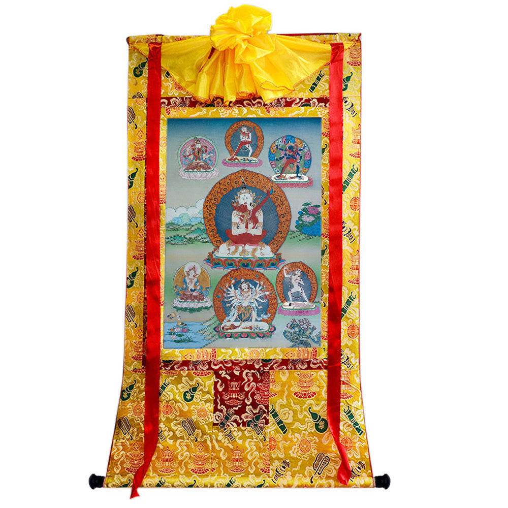 Vajrasattva in Yab Yum - Tibetan thangka painting, close-up detail