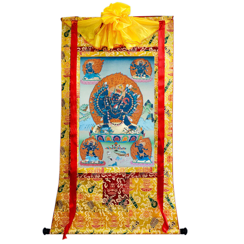 2785-唐卡-HBMT-093密集金刚-噶玛噶举-老-240dpi - Tibetan thangka painting, close-up detail