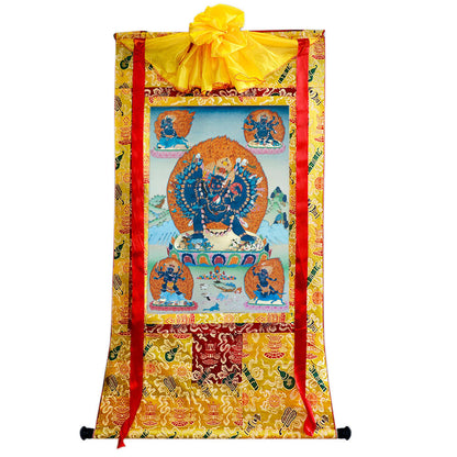 2785-唐卡-HBMT-093密集金刚-噶玛噶举-老-240dpi - Tibetan thangka painting, close-up detail