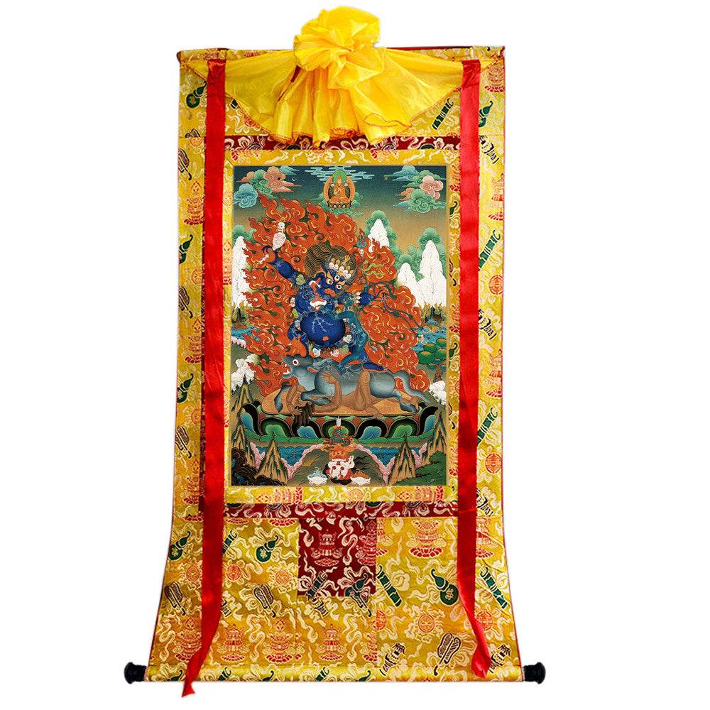 Yamantaka Vajrabhairava - Tibetan thangka painting, close-up detail