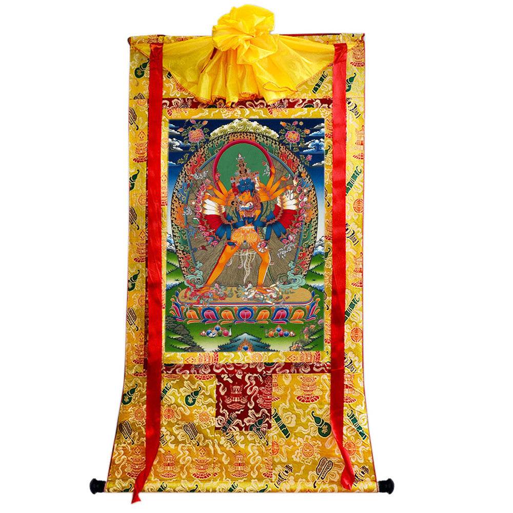 Kalacakravajra Thangka - Tibetan thangka painting, close-up detail