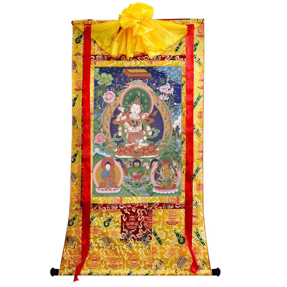 Vajrasattva in Yab Yum - Tibetan thangka painting, view 15