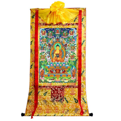 Gandhanra Tibetan Thangka Art - Shakyamuni - from Kathok Monastery - Giclee Print with Mineral Pigments