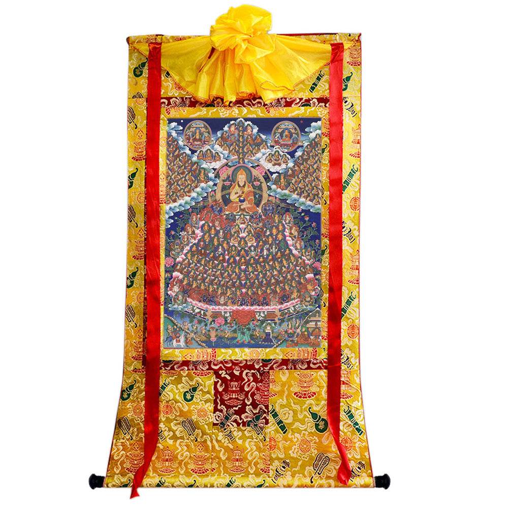 Tsongkhapa's Refuge Tree - 18th Century - Tibetan thangka painting, close-up detail