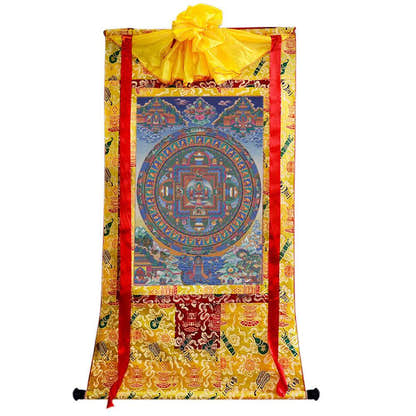 Shakyamuni Mandala Thangka - Tibetan thangka painting, close-up detail