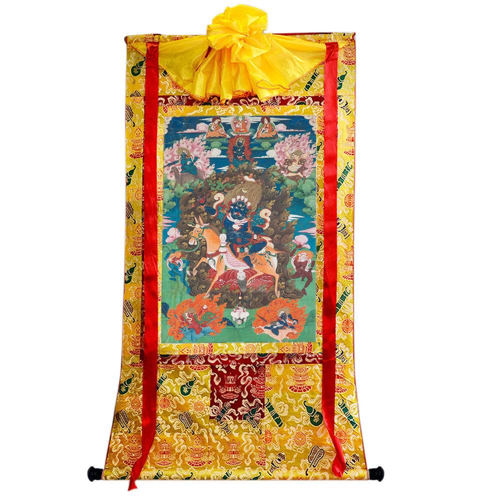 Palden Lhamo / Magzor Gyalmo / Shri Devi - 18th Century - Tibetan thangka painting, close-up detail