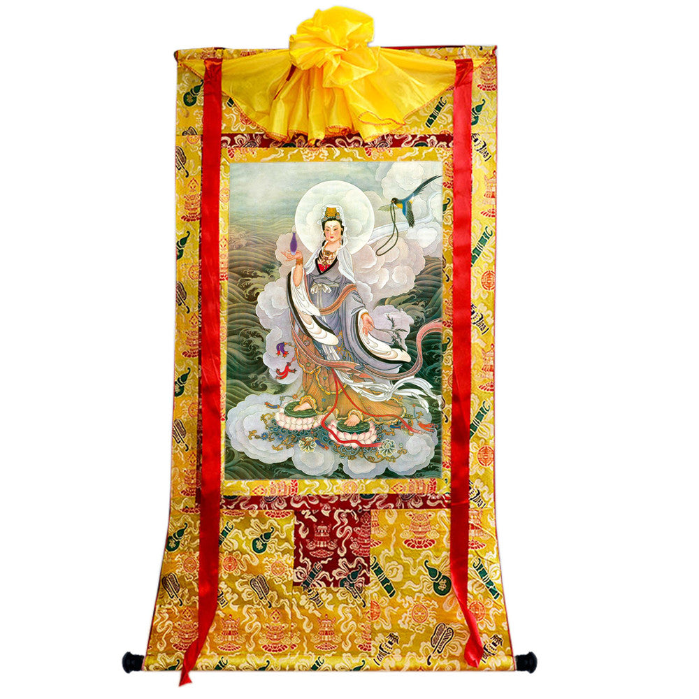 Gandhanra Tibetan Thangka Art - Avalokitesvara - from Kathok Monastery - Giclee Print with Mineral Pigments