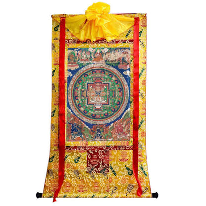 Vajrabhairava / Yamantaka Madala - 14th Century Old Version - Tibetan thangka painting, close-up detail