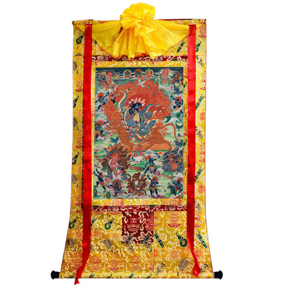 2765-唐卡-HBMT-069莲师忿怒金刚蒙古宁玛派绢本80 - Tibetan thangka painting, close-up detail