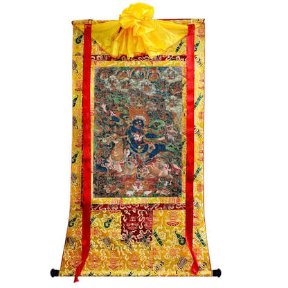 Palden Lhamo / Magzor Gyalmo - 18th Century - Tibetan thangka painting, close-up detail