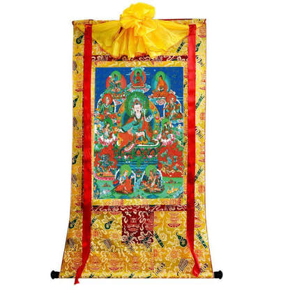 Eight Manifestations of Guru Rinpoche - Padmasambhava - Tibetan thangka painting, close-up detail