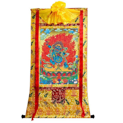 Vajrapani - Tibetan thangka painting, close-up detail