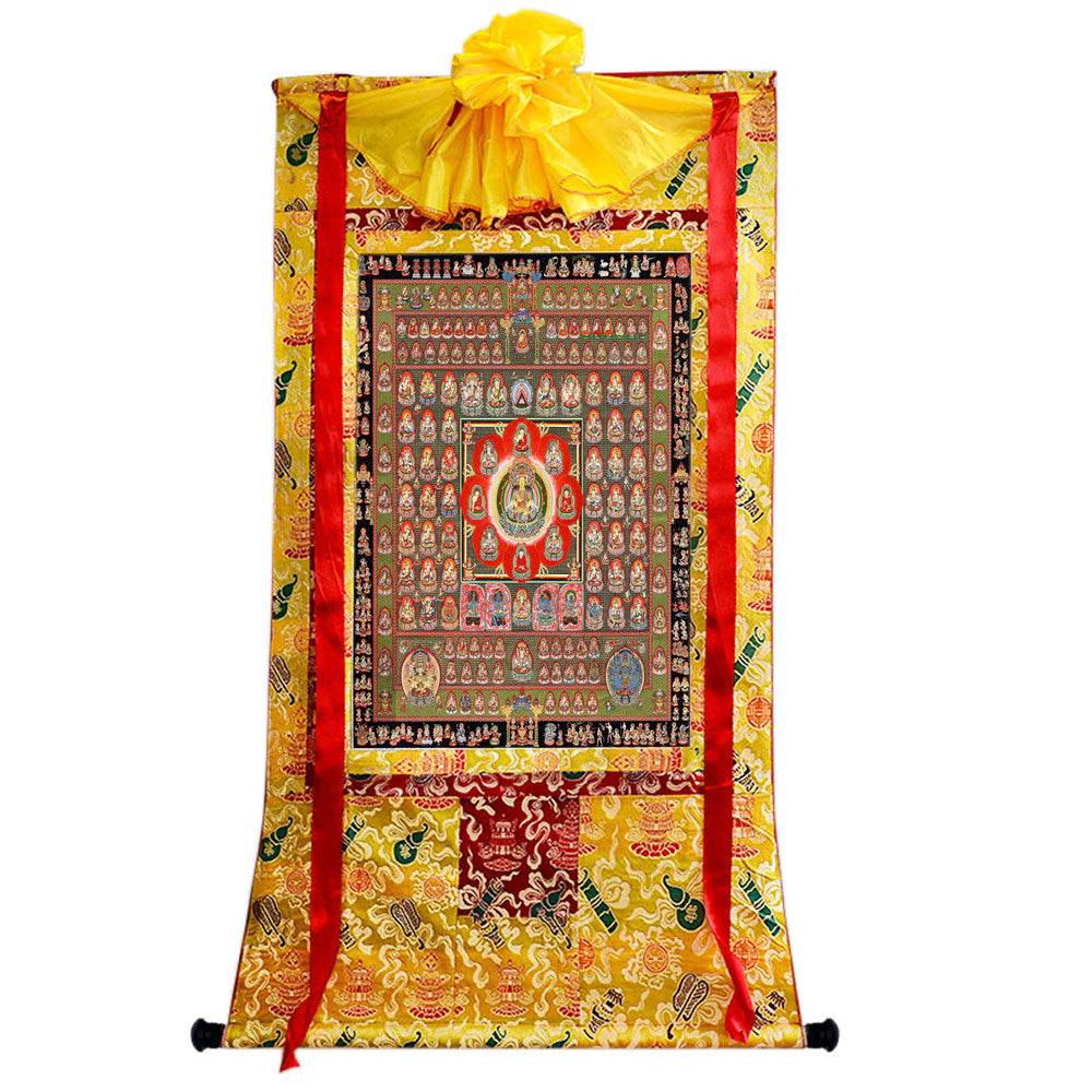Garbha-dhatu-mandala - Tibetan thangka painting, close-up detail