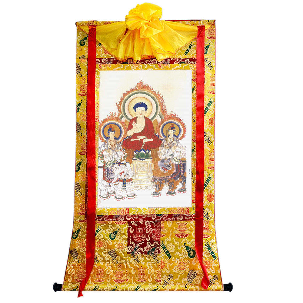 2739-唐卡-HBMT-043华严三圣 - Tibetan thangka painting, close-up detail