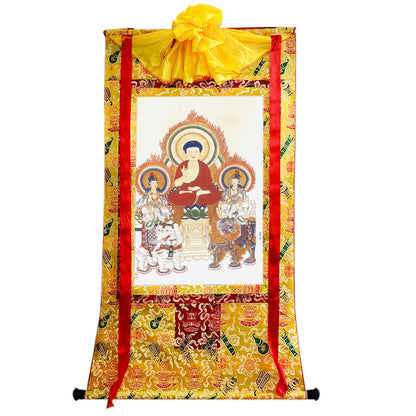 2739-唐卡-HBMT-043华严三圣 - Tibetan thangka painting, close-up detail