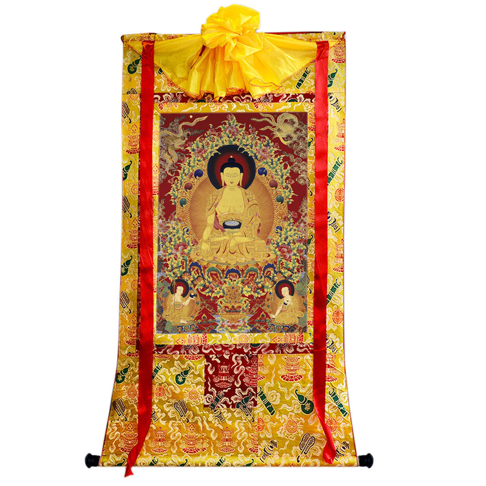 Gandhanra Tibetan Thangka Art - Shakyamuni - from Kathok Monastery - Giclee Print with Mineral Pigments