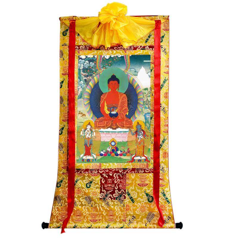 Amitabha Thangka - Tibetan thangka painting, close-up detail