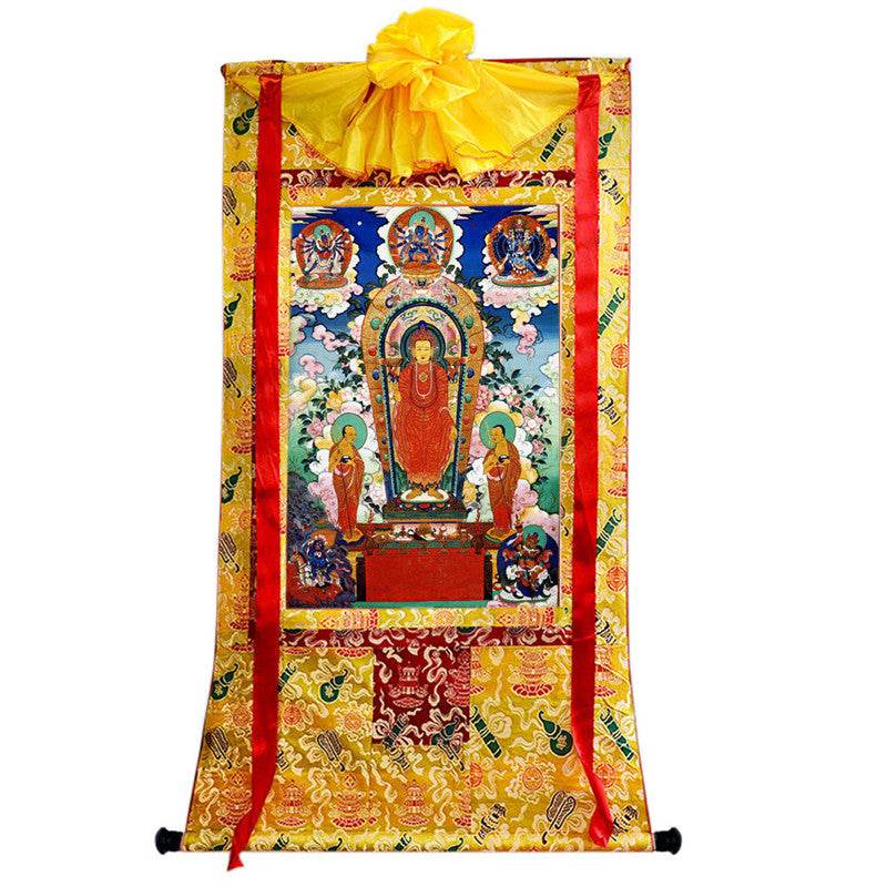 Shakyamuni Buddha: Sandalwood Buddha Image - Tibetan thangka painting, view 8