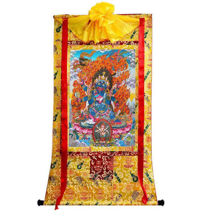 Mahakala - Tibetan thangka painting, close-up detail