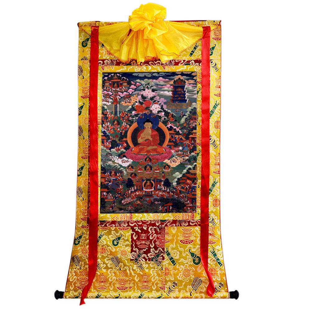 Shakyamuni - 17th Century - Tibetan thangka painting, close-up detail