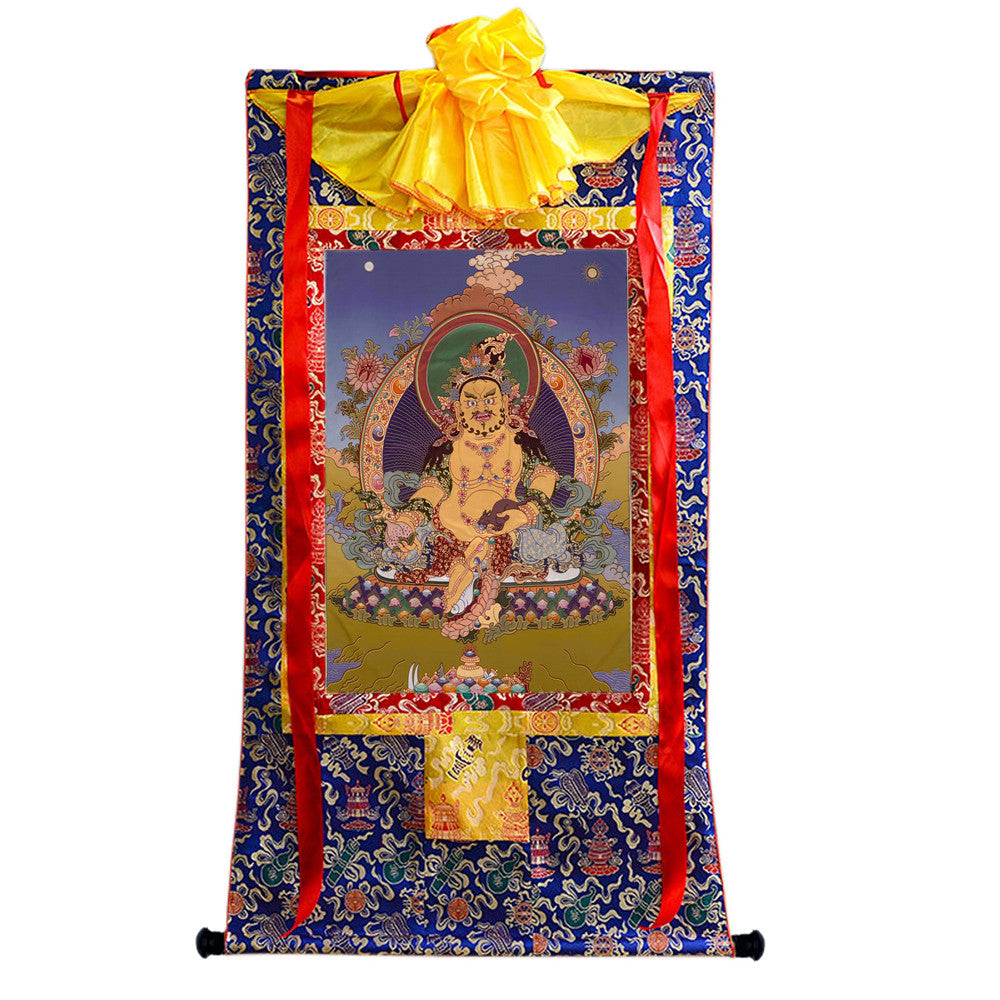 Gandhanra Handmade Thangka - Yellow Jambhala - from Kathok Monastery