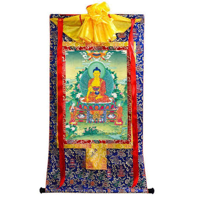 Shakyamuni - Tibetan thangka painting, view 4
