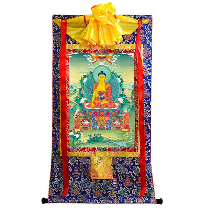 Gandhanra Tibetan Thangka Art - Shakyamuni - from Kathok Monastery - Giclee Print with Mineral Pigments