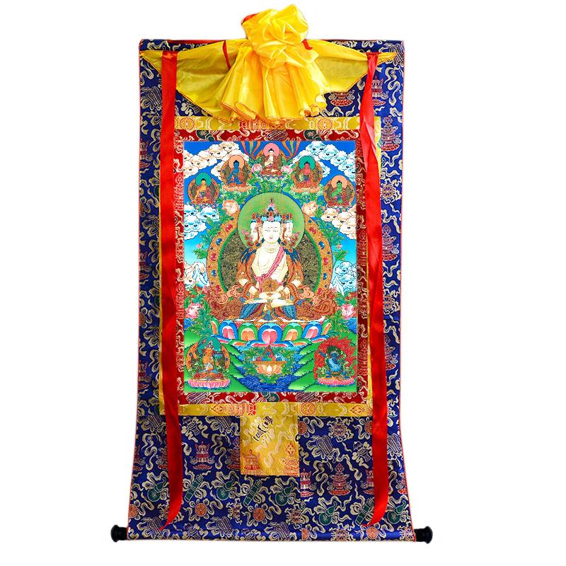 Gandhanra Tibetan Thangka Art - Vairocana - Mahavairocana - from Kathok Monastery - Giclee Print with Mineral Pigments