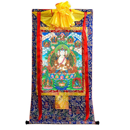 Gandhanra Tibetan Thangka Art - Vairocana - Mahavairocana - from Kathok Monastery - Giclee Print with Mineral Pigments